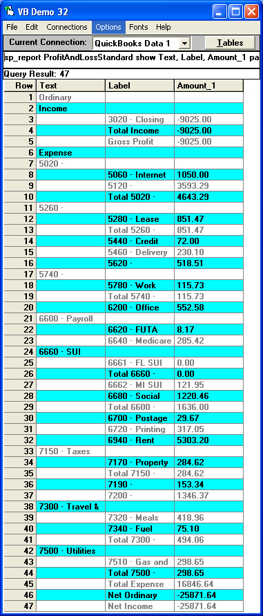 QODBC Driver for QuickBooks Setup Screen